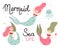 Cartoon mermaid. Cute little underwater character, princess with fish tail, adorable ocean fantasy creature, kids fairy tale girl