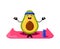 Cartoon mexican avocado character on yoga fitness