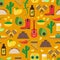 Cartoon Mexican Culture Background Pattern. Vector