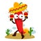 Cartoon Mexican mariachi chili pepper with maracas. Vector Illustration