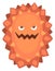 Cartoon microbe. Evil disease monster with grin smile