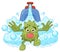 Cartoon microbe runaway from disinfection