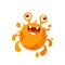 Cartoon Microbe or Virus Character. Bacteria, Cell, Cheerful Germ With Funny Toothy Face. Orange Pathogen Microbe