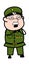Cartoon Military Man Surprised in Fear