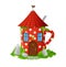 Cartoon milk jug, fairytale building, elf dwelling