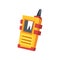 Cartoon miner`s walkie talkie with yellow body