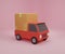 Cartoon minimal delivery truck with package box