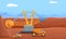 Cartoon mining digger dump truck and excavator working in a quarry