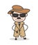 Cartoon Modern Detective Officer Wears Sunglasses Vector Illustration