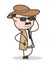 Cartoon Modern Detective Wears Sunglasses Vector Illustration