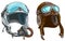 Cartoon modern and retro aviator pilot helmet