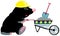 Cartoon mole builder with wheelbarrow