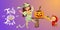 Cartoon mom and kid carving Hallows pumpkin poster