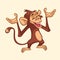 Cartoon monkey character. Vector illustration of funny chimpanzee.