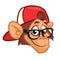 Cartoon monkey in eyeglasses. Vector happy chimpanzee Illustration