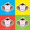 Cartoon Monkey Face with Happy Childlike Expression on Colorful Background