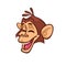 Cartoon monkey head smiling icon. Vector isolated.