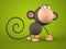 Cartoon monkey isolated on green background 3D rendering