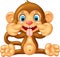 Cartoon monkey making a teasing face