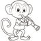 Cartoon Monkey Playing a Clarinet