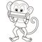 Cartoon Monkey Playing a Harmonica