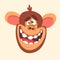 Cartoon monkey smiling head icon. Flat style vector illustration isolated.