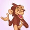 Cartoon monkey smiling and laughing. Vector illustration of chimpanzee character mascot