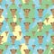 Cartoon monkey symmetry banana seamless pattern