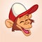 Cartoon monkey. Vector happy monkey head icon