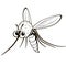 Cartoon monochrome flying mosquito.