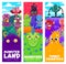 Cartoon monster characters vertical banners