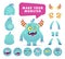 Cartoon monster creation kit, cute face set