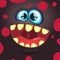 Cartoon monster face. Vector Halloween black monster avatar with wide smile.