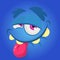 Cartoon monster face. Vector Halloween blue happy monster square avatar