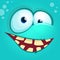 Cartoon monster face . Vector Halloween happy monster square avatar. Funny monster mask