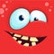 Cartoon monster face . Vector Halloween happy monster square avatar. Funny monster mask