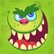 Cartoon monster face . Vector Halloween happy monster square avatar. Funny monster mask