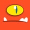 Cartoon monster face. Vector Halloween one eyed  monster cyclops avatar with sad expression