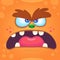 Cartoon monster face. Vector Halloween orange mad angry monster. Scare monster .