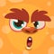 Cartoon monster face. Vector Halloween orange monster avatar