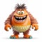 Cartoon Monster Figurine With Spiky Hairstyle On White Background