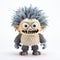 Cartoon Monster Figurine With Spiky Hairstyle On White Background