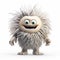 Cartoon Monster Figurine With Spiky Hairstyle On White Background