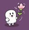 a cartoon monster holding a flowers in his hands, in the style of animated gifs, romantic graffiti, valentine's day