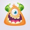 Cartoon monster icon. Yellow monster cyclops head smiling. Vector illustration