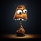 Cartoon Monster Lamp: A Playful Caricature With Sober Expression