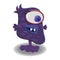 Cartoon monster purple with big one eye, cracked mouth and one leg
