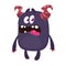 Cartoon monster with scary expression face. Vector character.