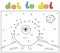 Cartoon monster on the suface of Moon. Dot to dot game for kids