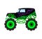 Cartoon monster truck. Big car t-shirt print. 4x4 nursery vehicle. Isolated diesel auto. Rally show